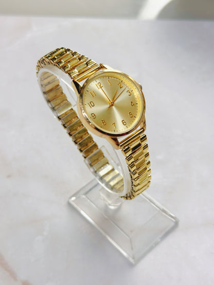 Classic Quartz Watch – Gold Sunburst Dial with Gold-Tone Bracelet (WR 30M)