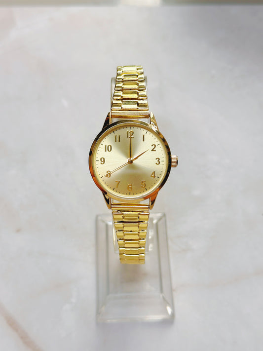 Classic Quartz Watch – Gold Sunburst Dial with Gold-Tone Bracelet (WR 30M)