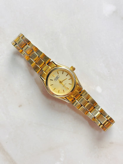 Toszi Quartz Watch – Gold Dial with Gold-Tone Bracelet (WR 30M)