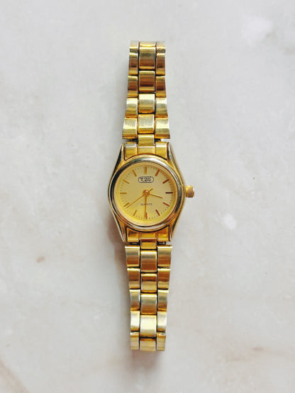 Toszi Quartz Watch – Gold Dial with Gold-Tone Bracelet (WR 30M)