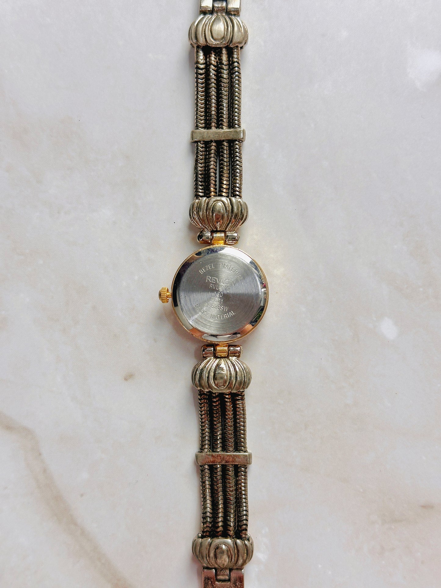 Revlon Quartz Watch – Black & White Dial with Two-Tone Multi-Strand Bracelet (WR 30M)