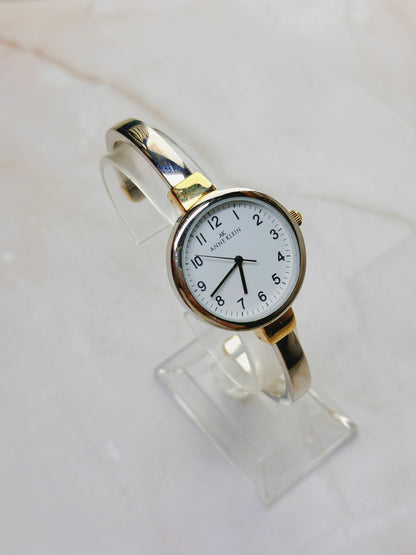 AK Anne Klein Quartz Watch – White Dial Gold-Tone Bangle Style (WR 30M)