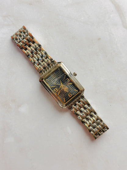 U.S. Polo Assn. Quartz Watch – Rectangular Black Dial Gold-Tone Bracelet (WR 30M)