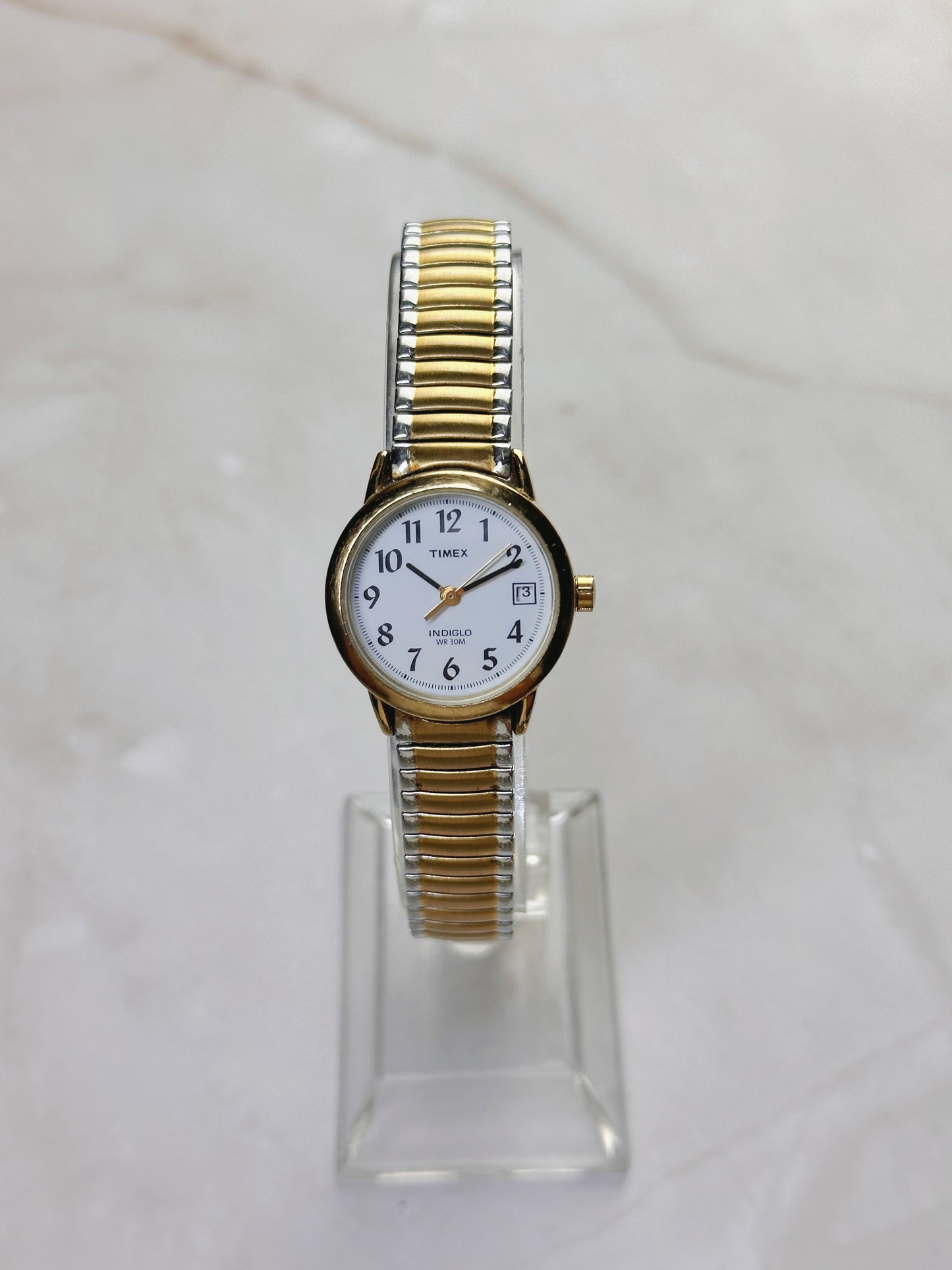 Timex Indiglo Women’s Watch – Two-Tone Expansion Band – Date – WR 30M