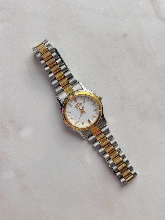 IAZ Women’s Two-Tone Watch – Gold Bezel – White Dial – Quartz