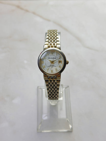 Milan Women’s Gold-Tone Watch – Date Display – Water Resistant – Quartz