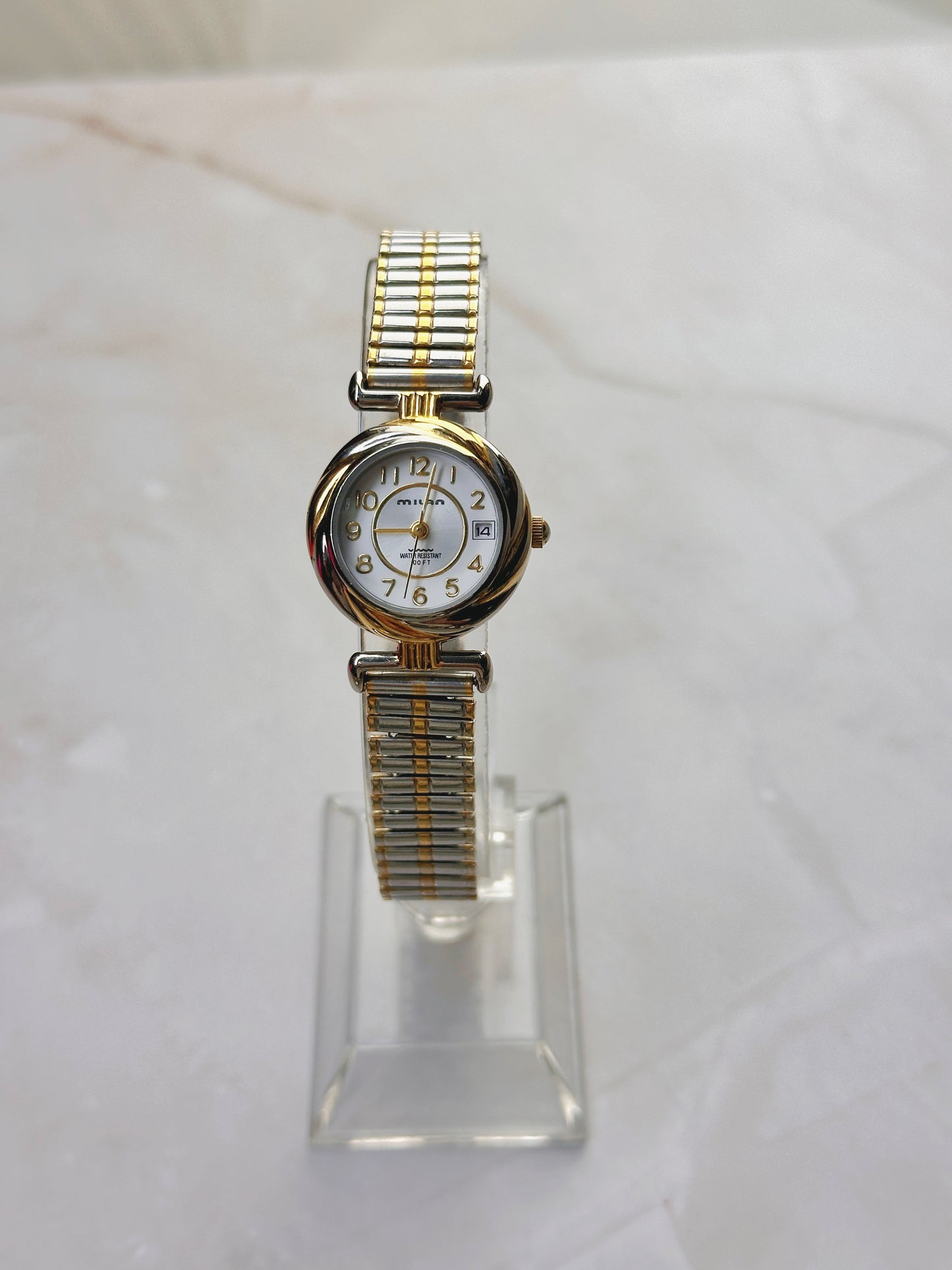 Milan Women’s Two-Tone Watch – Date Window – Water Resistant – Classic Dress Style