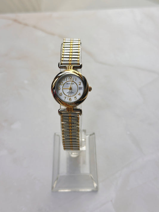 Milan Women’s Two-Tone Watch – Date Window – Water Resistant – Classic Dress Style