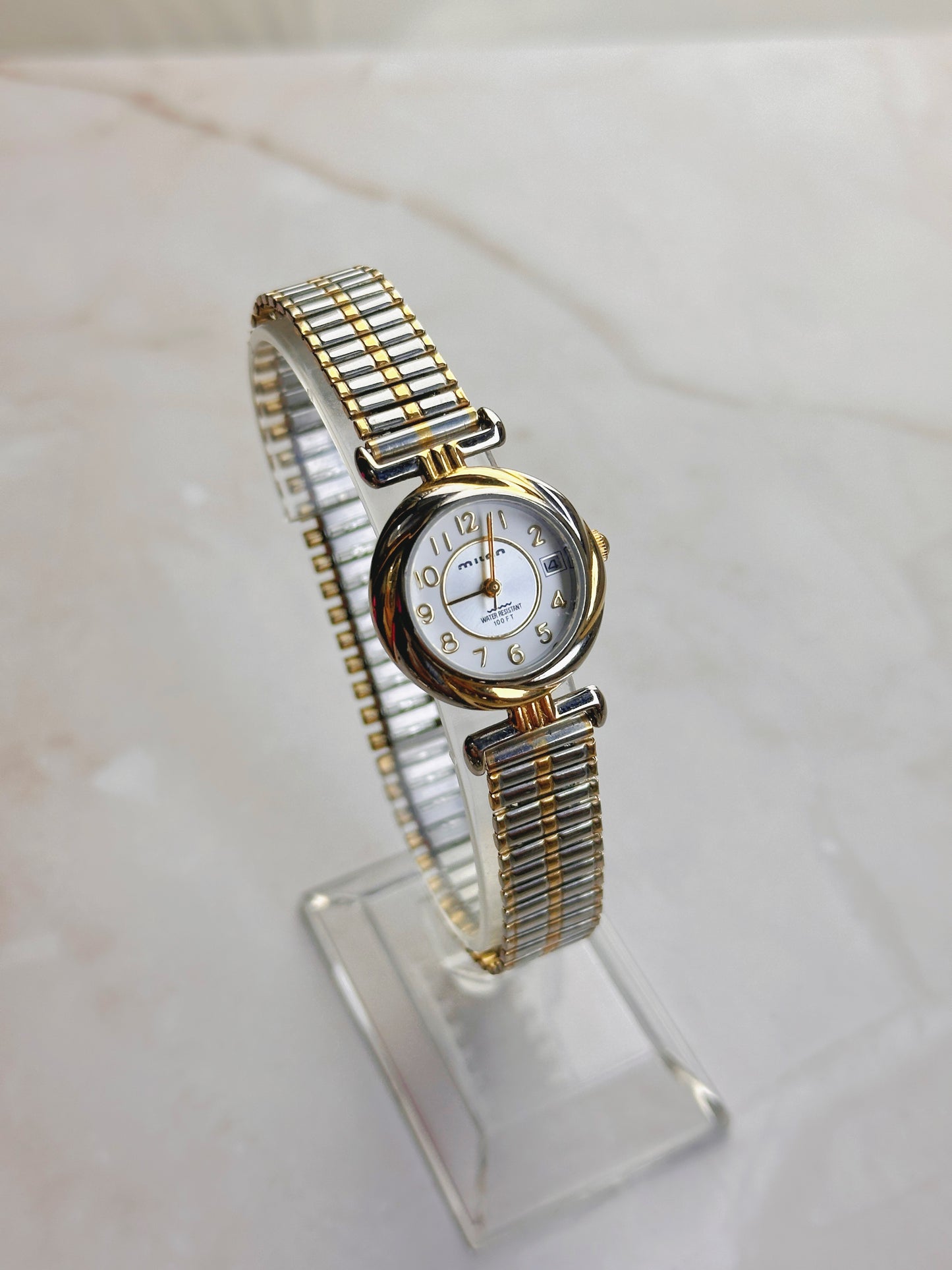 Milan Women’s Two-Tone Watch – Date Window – Water Resistant – Classic Dress Style