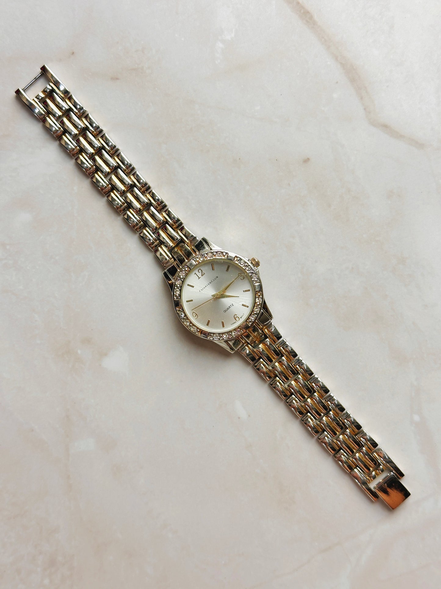 Charter Club Women’s Two-Tone Watch – Crystal Bezel – Silver Dial – Quartz