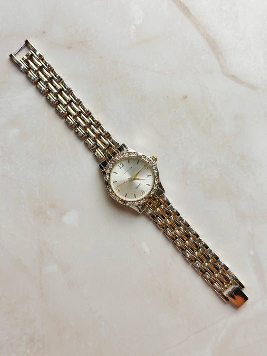 Charter Club Women’s Two-Tone Watch – Crystal Bezel – Silver Dial – Quartz