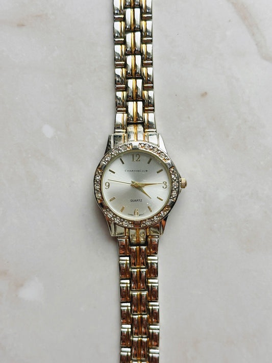 Charter Club Women’s Two-Tone Watch – Crystal Bezel – Silver Dial – Quartz