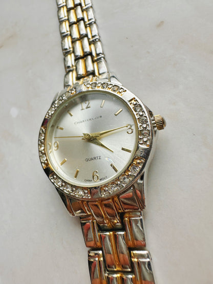 Charter Club Women’s Two-Tone Watch – Crystal Bezel – Silver Dial – Quartz
