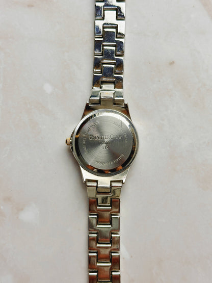 Charter Club Women’s Two-Tone Watch – Crystal Bezel – Silver Dial – Quartz