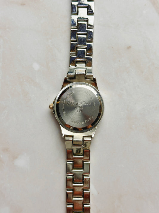Charter Club Women’s Two-Tone Watch – Crystal Bezel – Silver Dial – Quartz