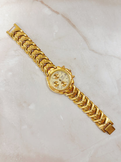 Pulsar Men’s Gold-Tone Chronograph Watch – Tachymeter – 100M Water Resist – Quartz