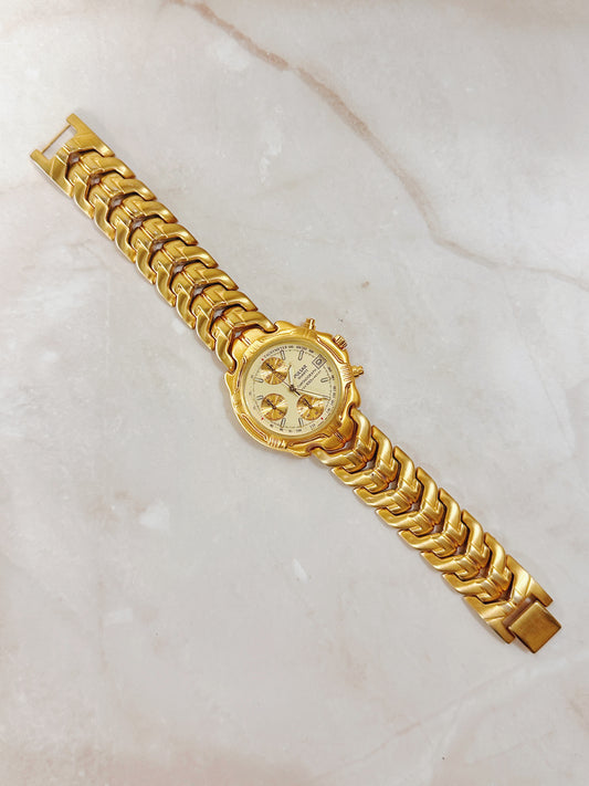 Pulsar Men’s Gold-Tone Chronograph Watch – Tachymeter – 100M Water Resist – Quartz