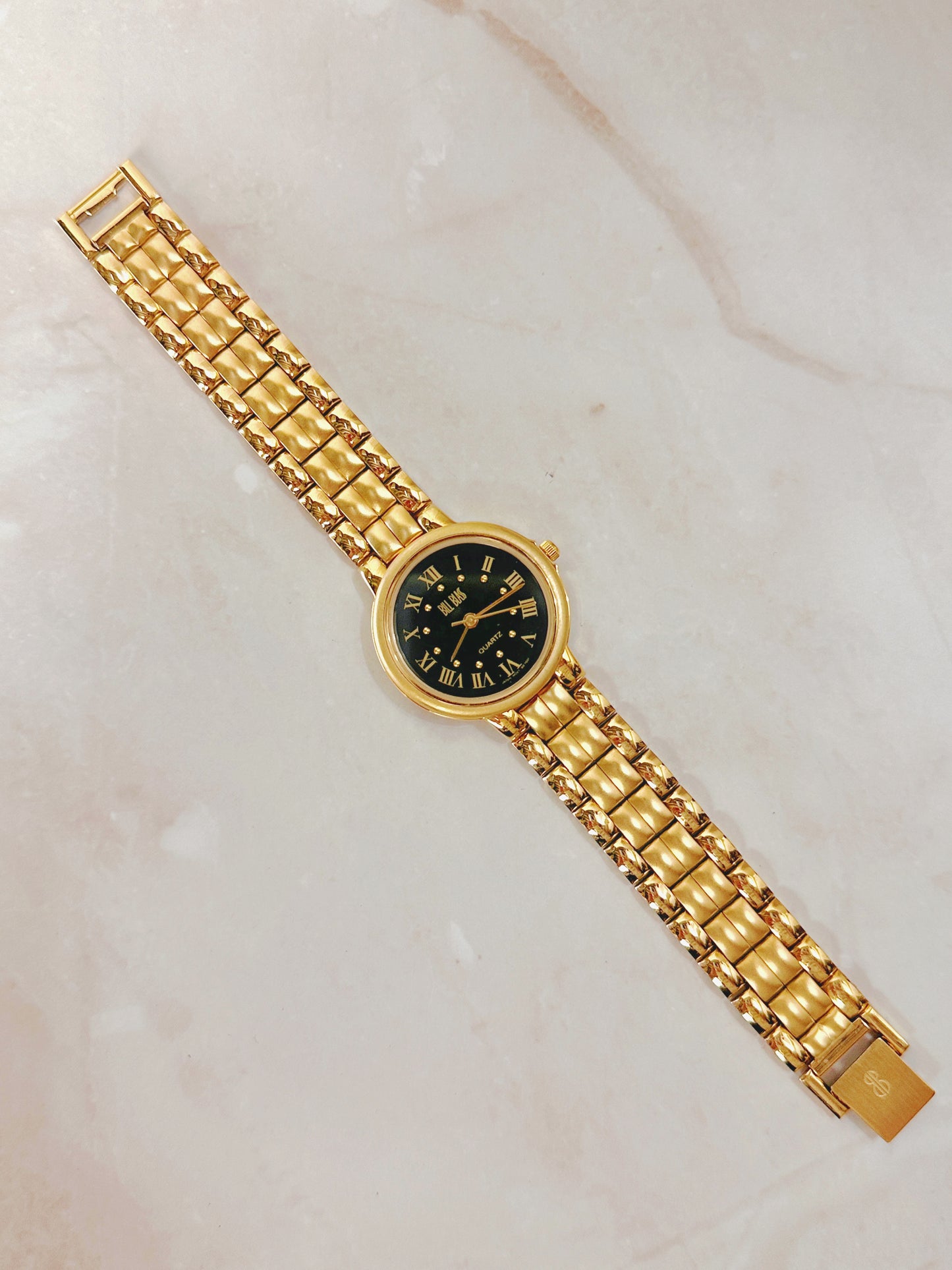 Bill Blass Women’s Gold-Tone Watch – Black Dial – Roman Numerals – Quartz Classic