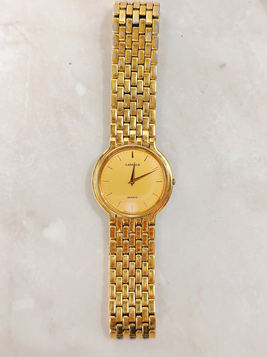 Lassale Gold-Tone Dress Watch – Champagne Dial – Quartz – Slim Classic Style