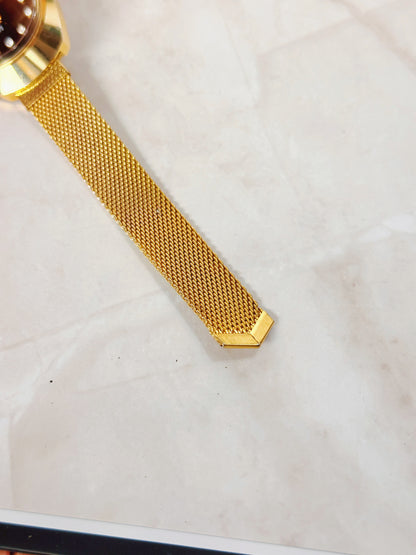 Seiko Electra Gold-Tone Automatic Watch – Date Display – Diamond Markers – Vintage Style
