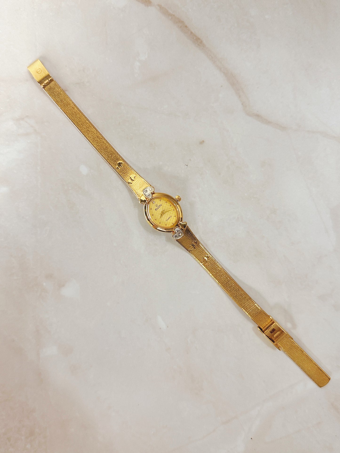 Elgin Women’s Gold-Tone Heart Accent Watch – Quartz – Elegant Dress Style