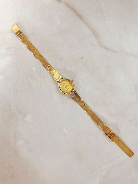 Elgin Women’s Gold-Tone Heart Accent Watch – Quartz – Elegant Dress Style