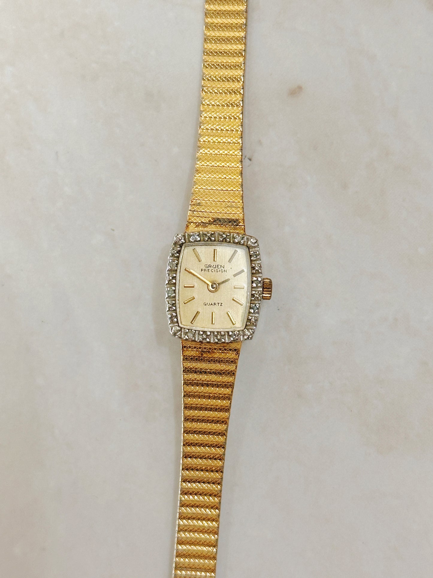 Gruen Precision Women’s Gold-Tone Watch – Crystal Bezel – Quartz – Classic Dress Style