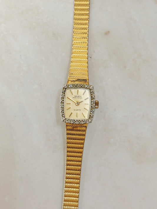 Gruen Precision Women’s Gold-Tone Watch – Crystal Bezel – Quartz – Classic Dress Style