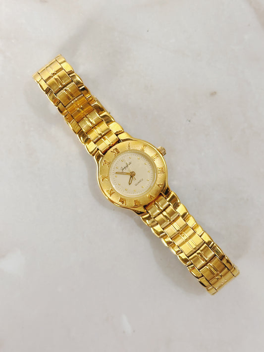 Jaelyn Smith Women’s Gold-Tone Watch – Roman Numeral Bezel – Quartz – Classic Dress Style