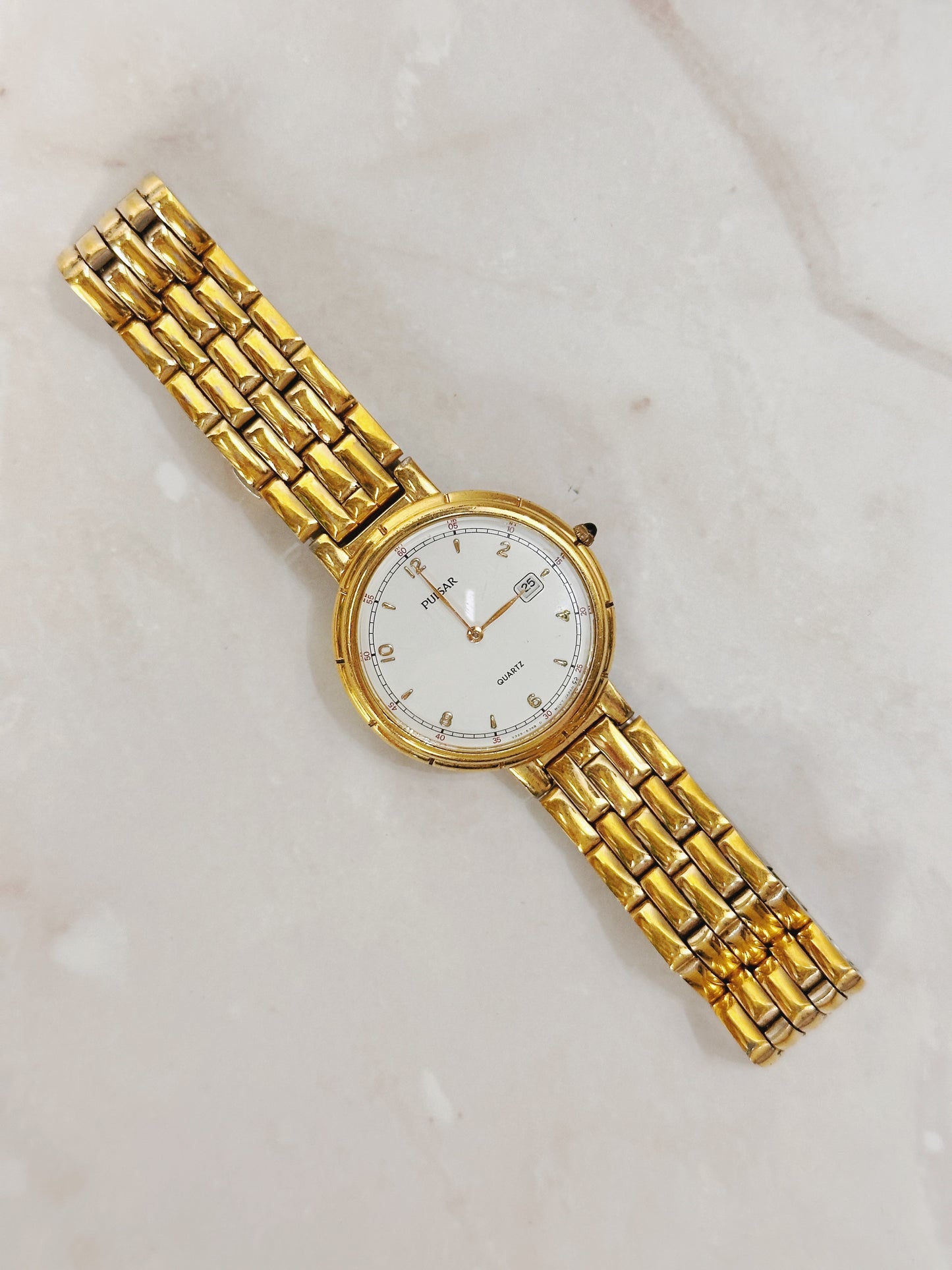 Pulsar Women's/Men's Gold-Tone Watch – Date Display – Quartz – Classic Dress Style
