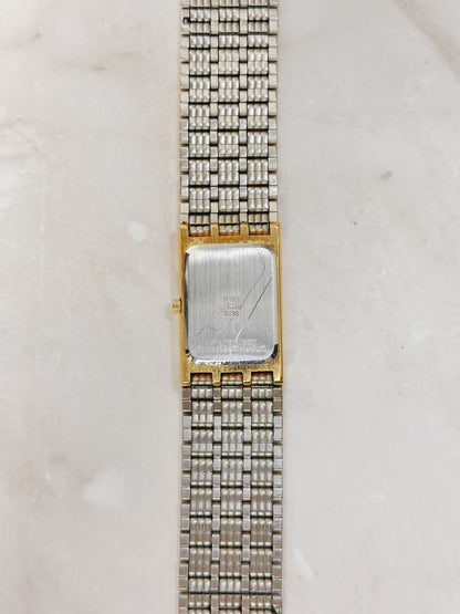 Elgin Diamond Quartz Gold-Tone Rectangular Watch – Classic Dress Style