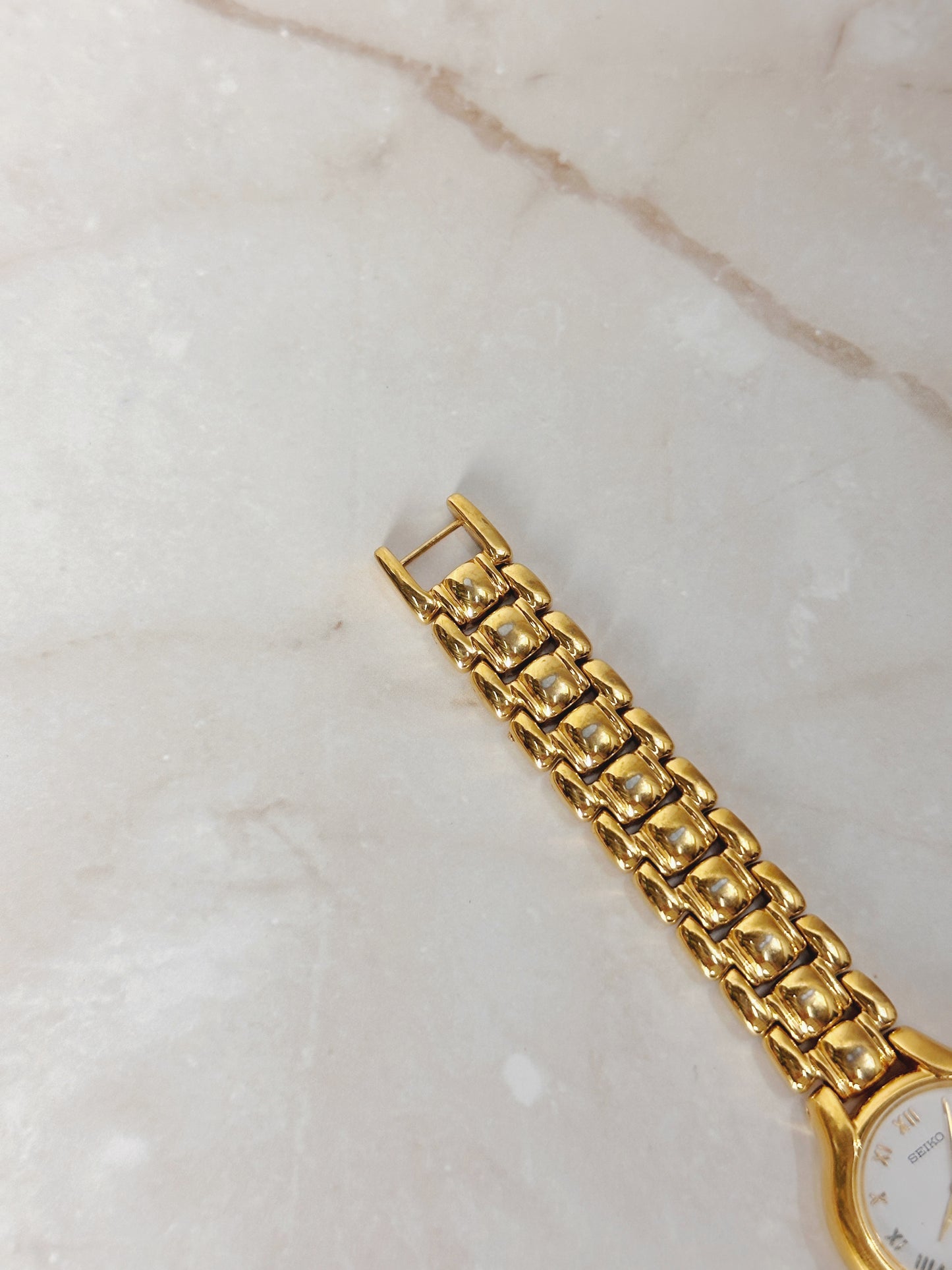 Seiko SQ50 Gold-Tone Date Watch – Roman Numerals – Quartz