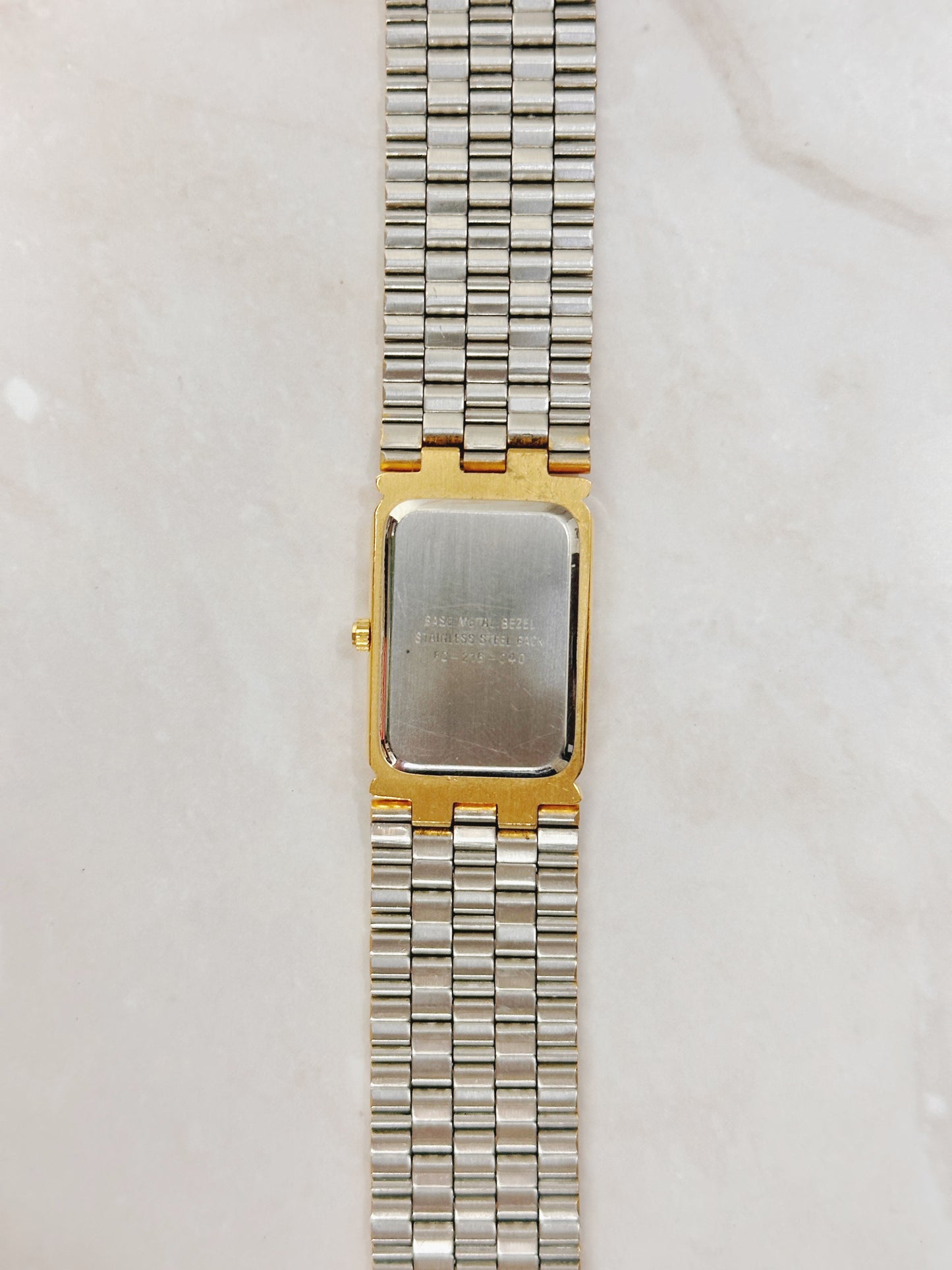 Elgin Diamond Rectangular Gold-Tone Watch – Blue Dial – Petite Dress Style – Quartz