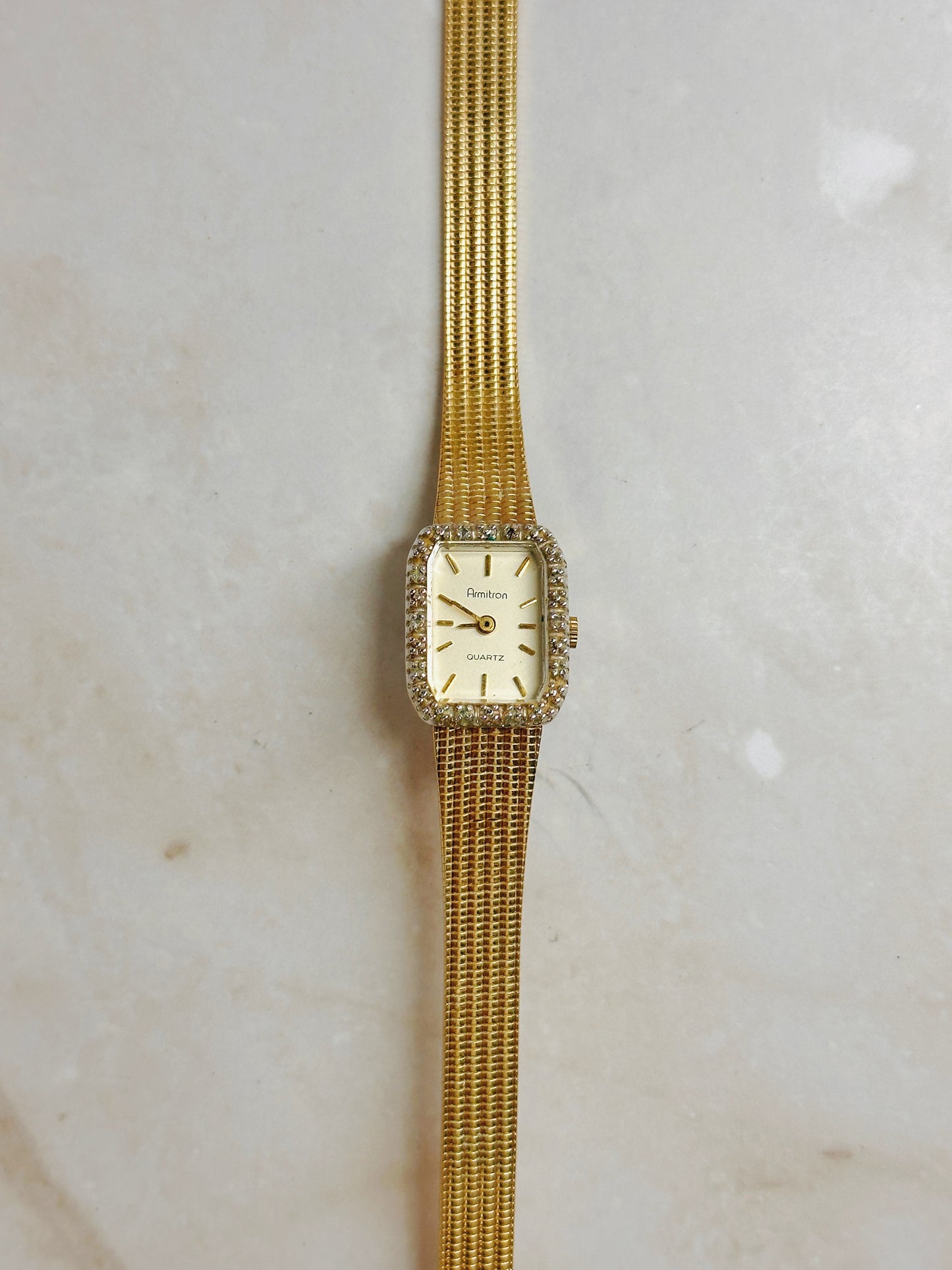 Armitron Gold-Tone Ladies Watch – Crystal Bezel – Quartz – Elegant Dress Style