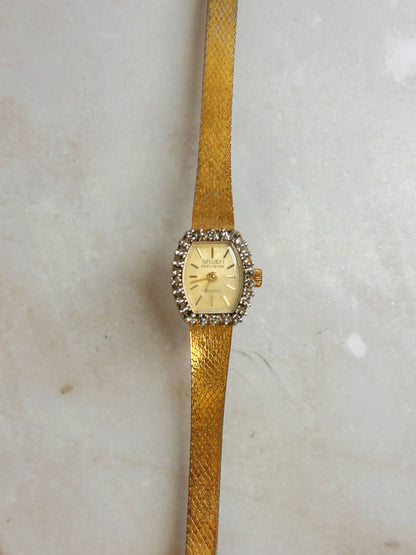 Gruen Precision Gold-Tone Ladies Watch – Crystal Bezel – Vintage Dress Style