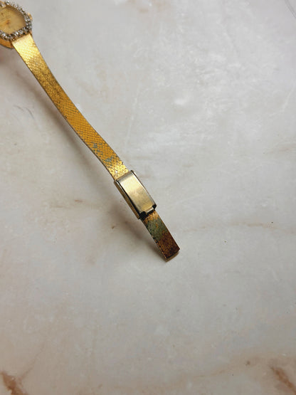 Gruen Precision Gold-Tone Ladies Watch – Crystal Bezel – Vintage Dress Style