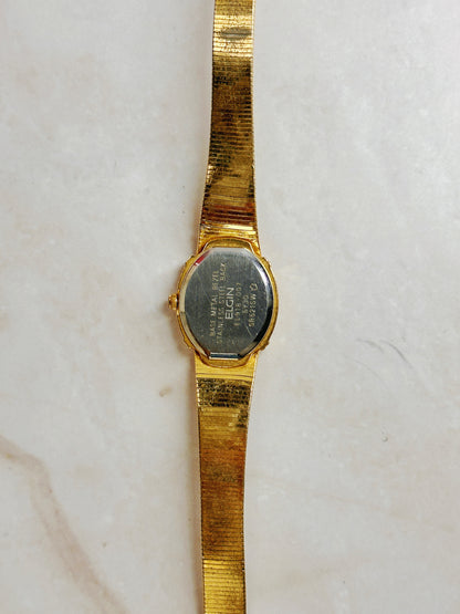 Elgin Gold-Tone Ladies Watch – Green Dial – Quartz – Vintage Dress Style