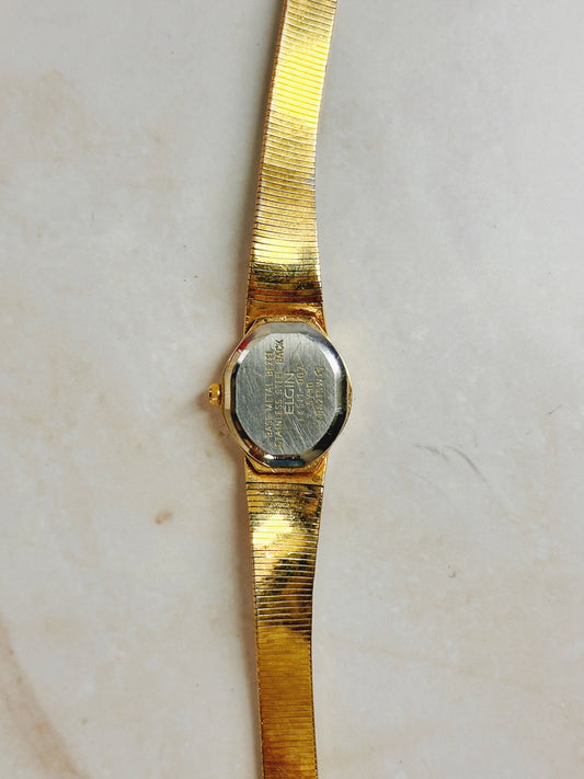 Elgin Gold-Tone Ladies Watch – Oval Case – Champagne Dial – Quartz Classic