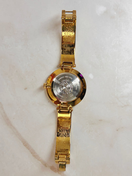 Anne Klein Gold-Tone Watch – Cream Dial – Resin Link Bracelet – Quartz Ladies