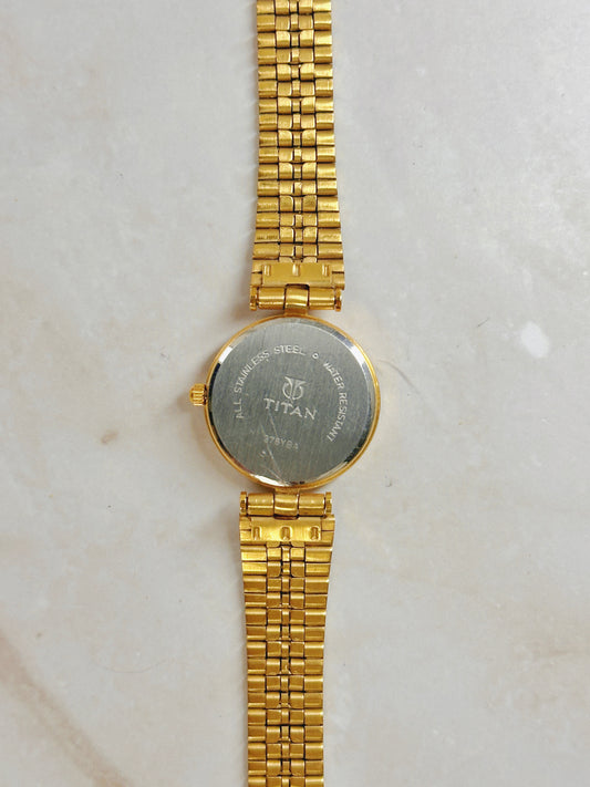 Titan Gold-Tone Dress Watch – White Dial – Quartz – Classic Minimalist