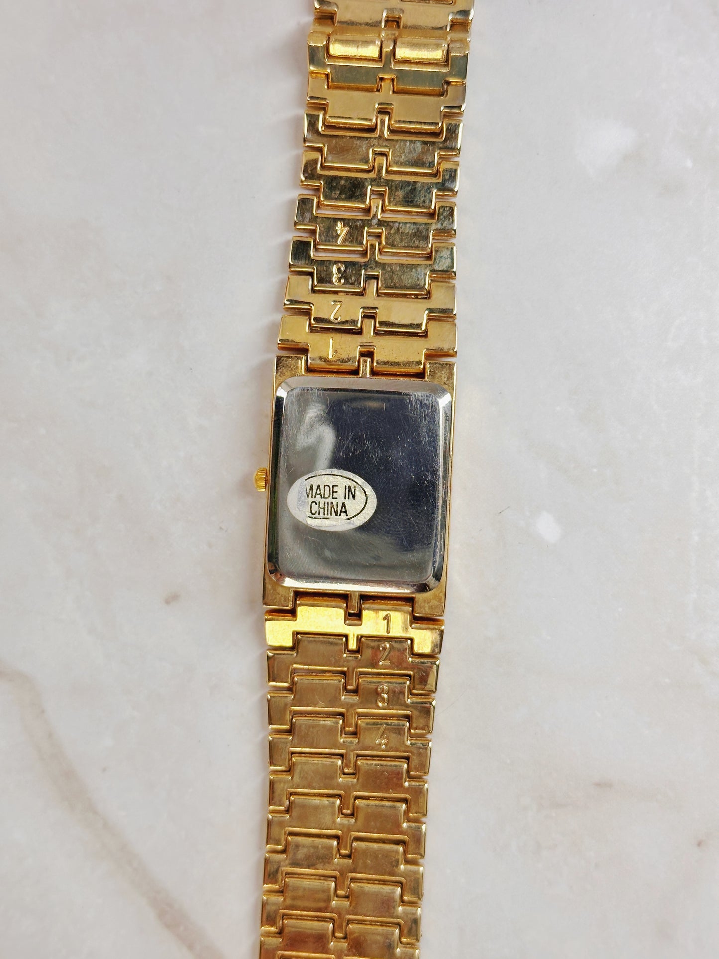 Geneva Petite Square Gold-Tone Watch – Crystal Markers – Textured Bracelet – Water Resistant
