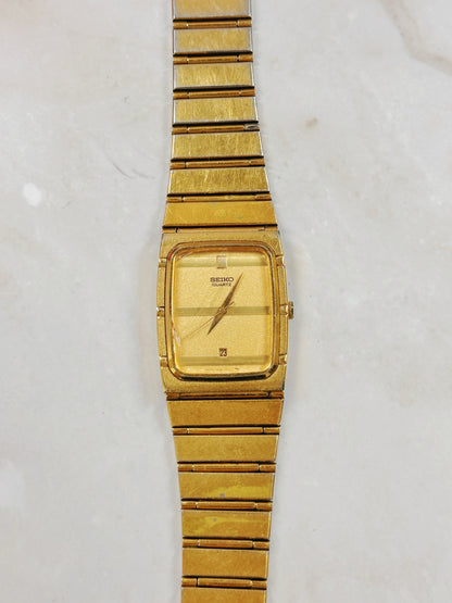Seiko Quartz Gold-Tone Square Ladies Watch – Slim Vintage Style