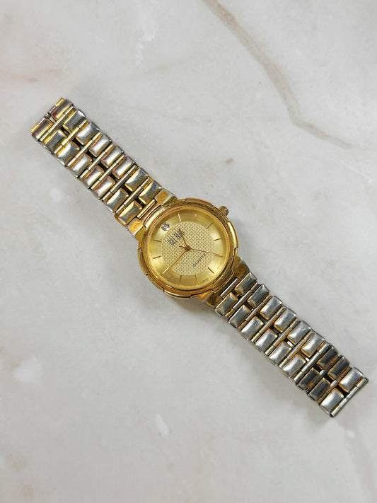 Bill Blass Gold-Tone Ladies Watch – Ultra Thin – Two-Tone Bracelet