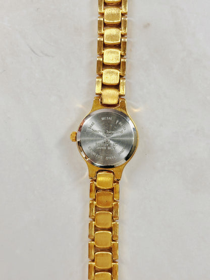 Harvé Benard Gold-Tone Ladies Watch – Crystal Bezel – Elegant Dress Style