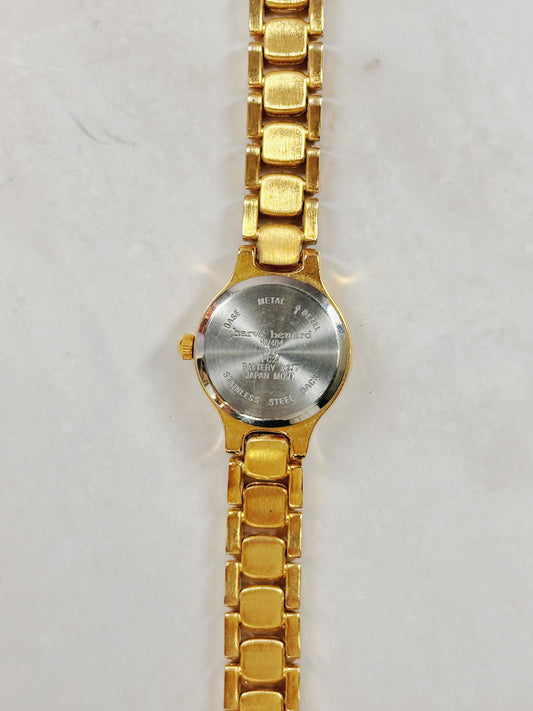 Harvé Benard Gold-Tone Ladies Watch – Crystal Bezel – Elegant Dress Style