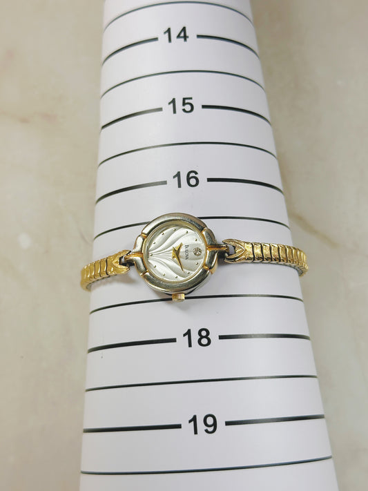 Bulova Two-Tone Ladies Watch – Silver Dial – Diamond Accent