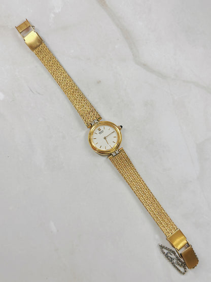 Seiko Quartz Gold-Tone Ladies Watch – Mesh Bracelet – Roman XII