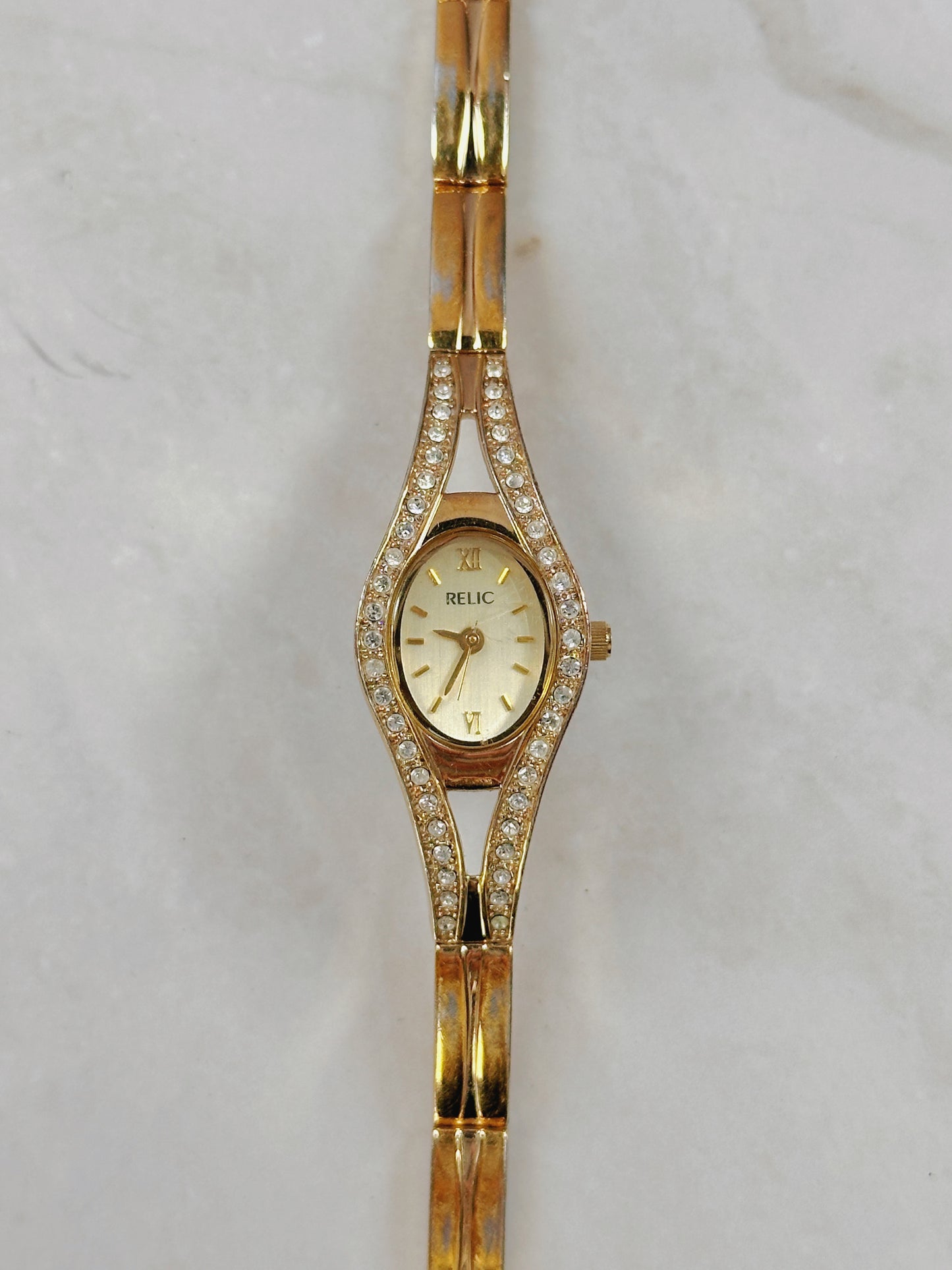 Relic Gold-Tone Ladies Watch – Crystal Accent Bracelet – Elegant Dress Style