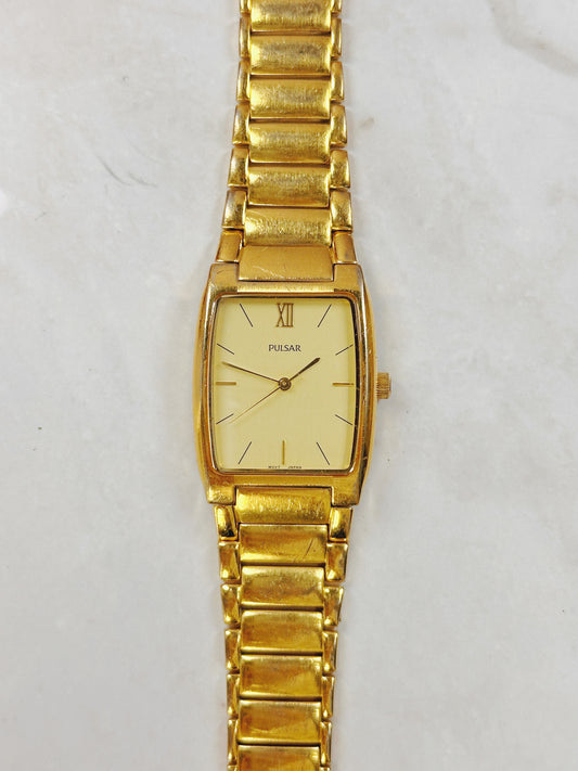 Pulsar Gold-Tone Ladies Watch – Rectangular Dial – Classic Dress Style