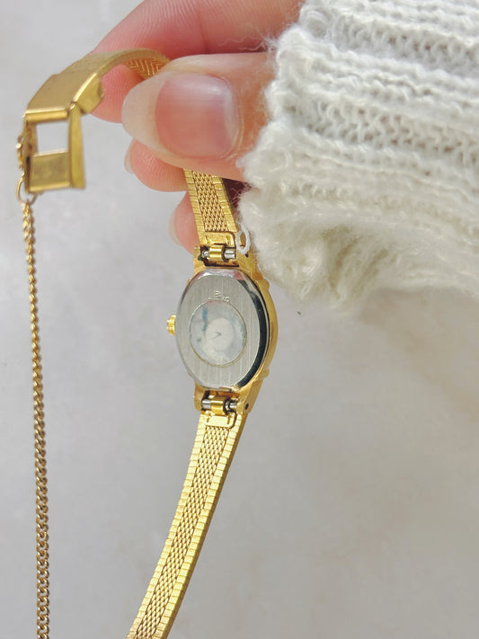 Citizen Quartz Gold-Tone Ladies Watch – Black Dial – Diamond Accent